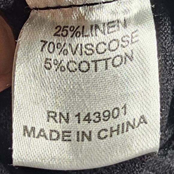 Coco + Carmen Linen Viscose Black Jumpsuit, Short Sleeves Buttons Drawstring - Picture 4 of 11